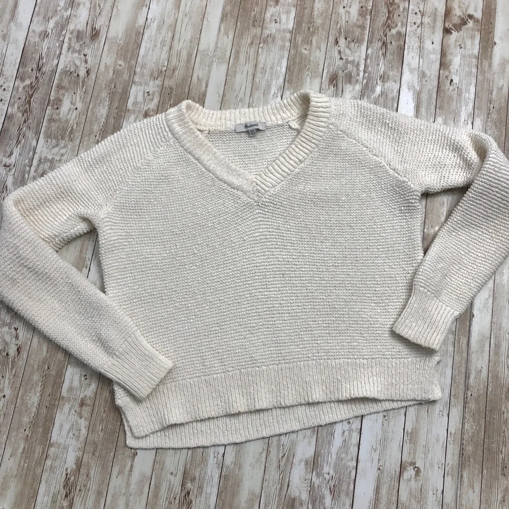 Madewell Arden V-Neck Crop Pullover Sweater Oversized